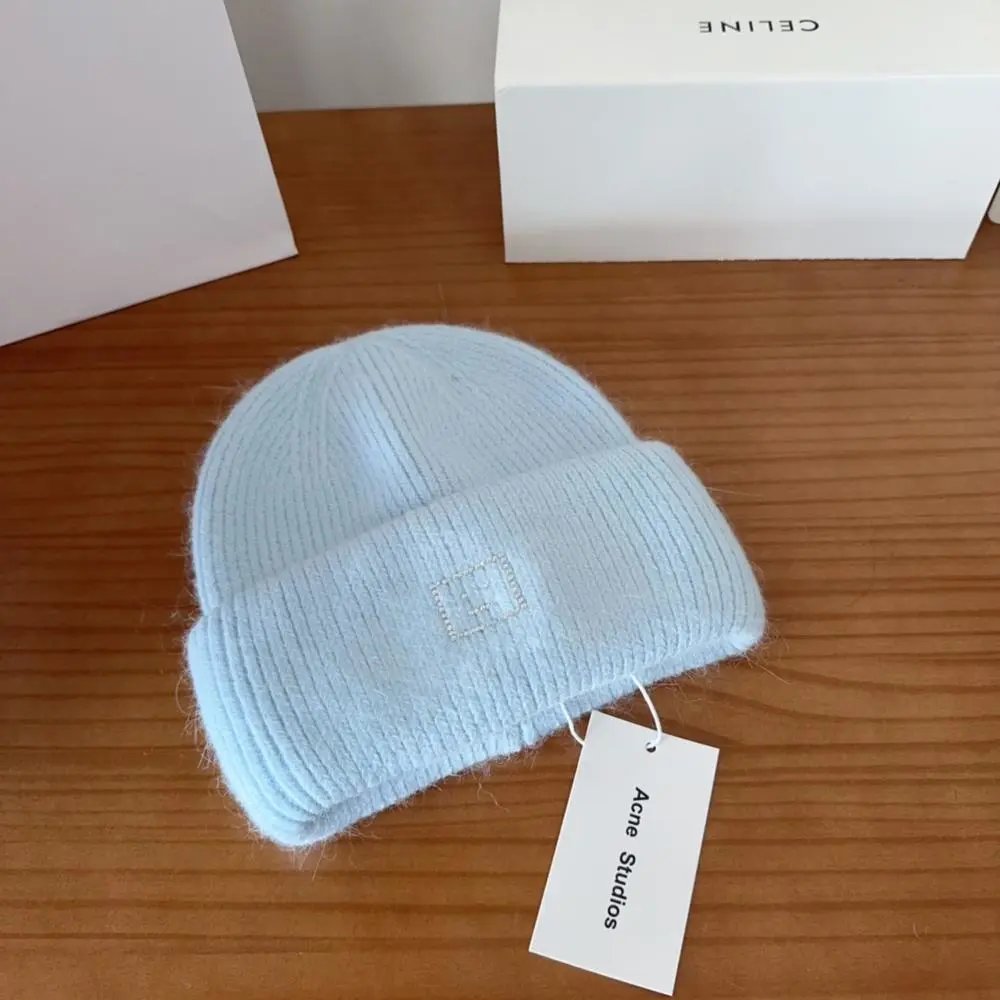 Acne Studios Hats Rib-knit cuffed beanie with Face logo patch image 4