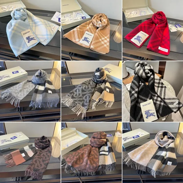Burberry Scarves Checked and monogram fringed product detail image 1