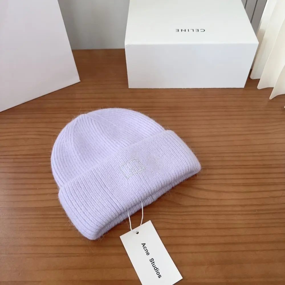 Acne Studios Hats Rib-knit cuffed beanie with Face logo patch image 5