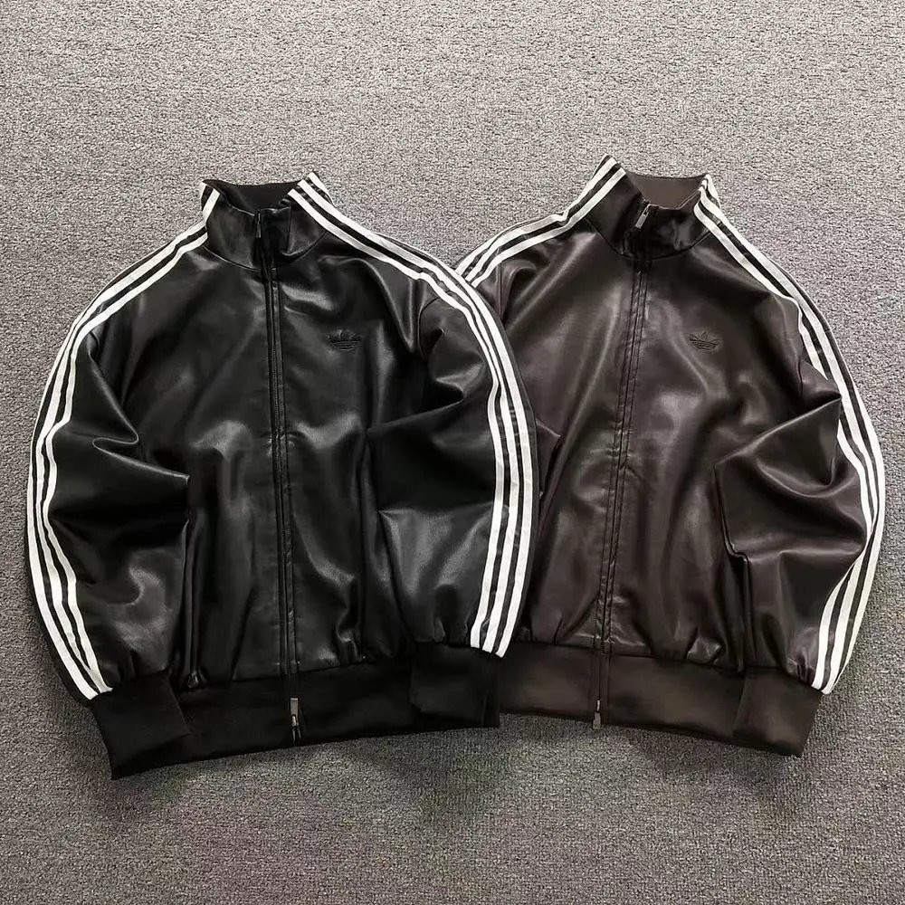 Adidas Trefoil faux leather track jacket — W2CFinds curated find