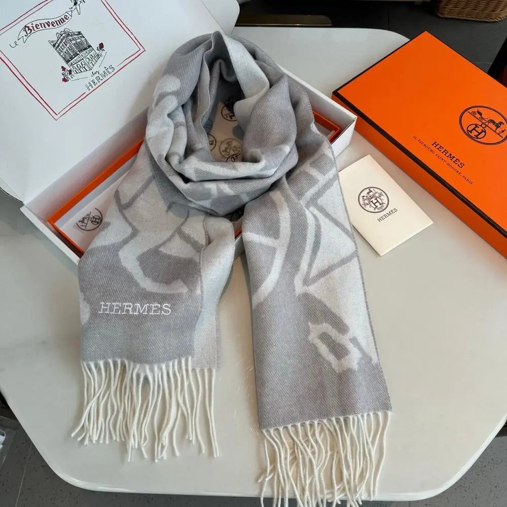 Hermès Scarves Fringed embroidered scarf image 10