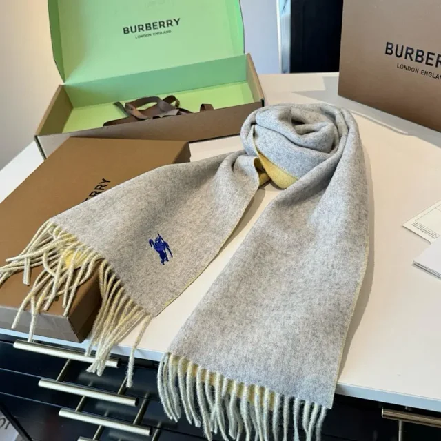 Burberry Scarves Fringed embroidered equestrian knight scarf product detail image 6
