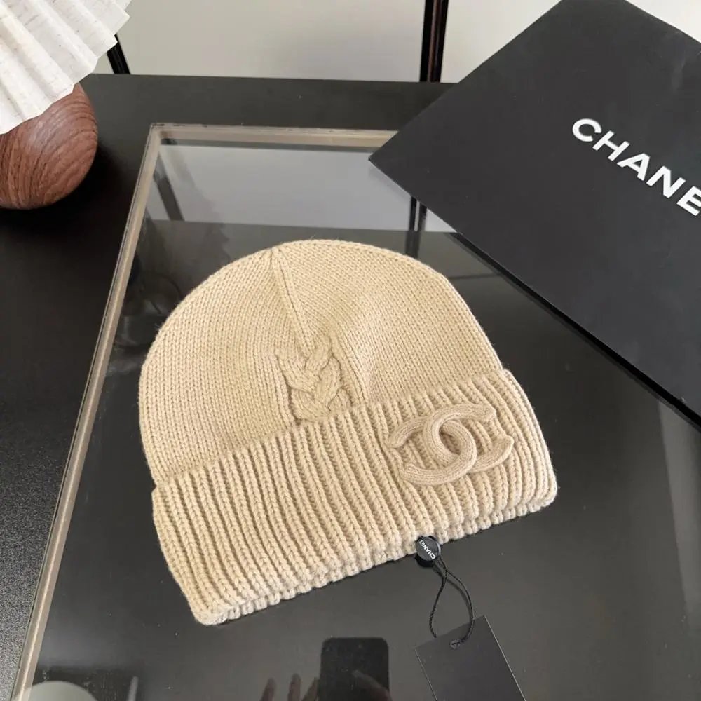 Chanel Hats Cable-Knit CC Logo Beanie — Style 3