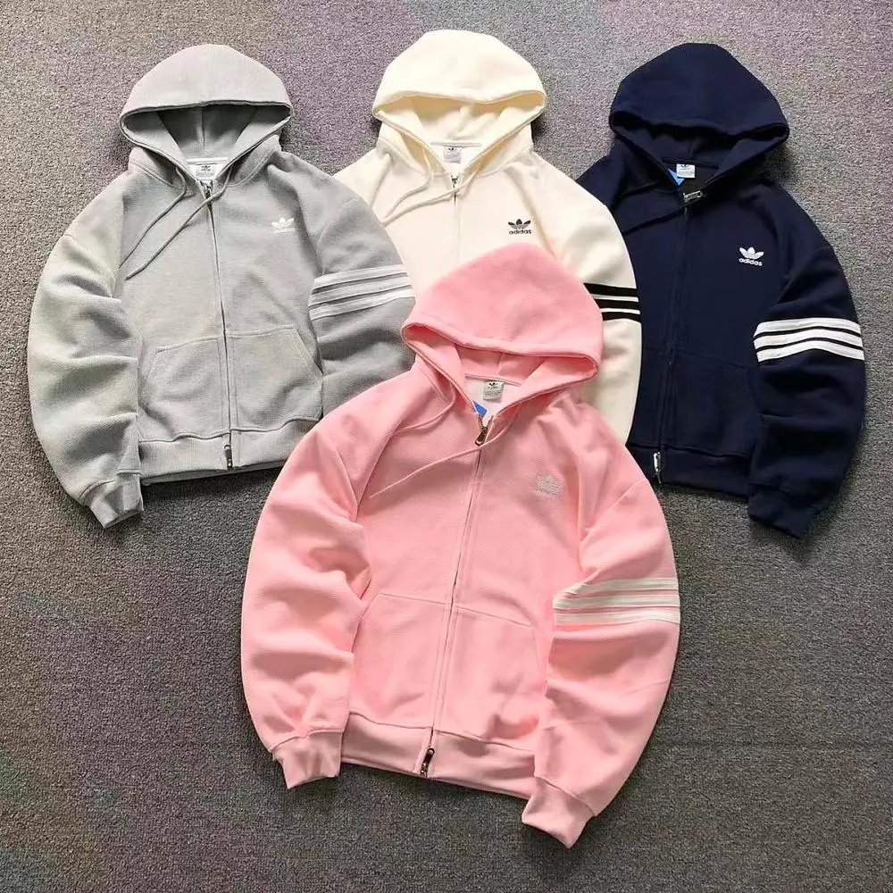 Adidas three stripes zip hooded sweatshirt — W2CFinds curated find