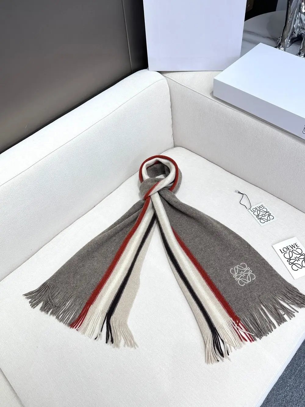 Loewe Scarves Fringed scarf with Anagram motif image 3