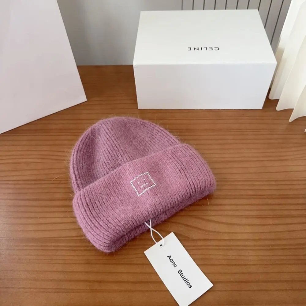 Acne Studios Hats Rib-knit cuffed beanie with Face logo patch image 2