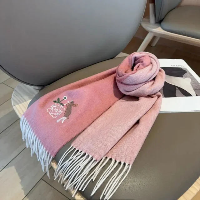 Loewe Scarves Fringed embroidered Anagram scarf product detail image 8