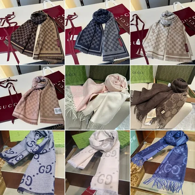 Gucci Scarves GG monogram fringed scarf product detail image 1