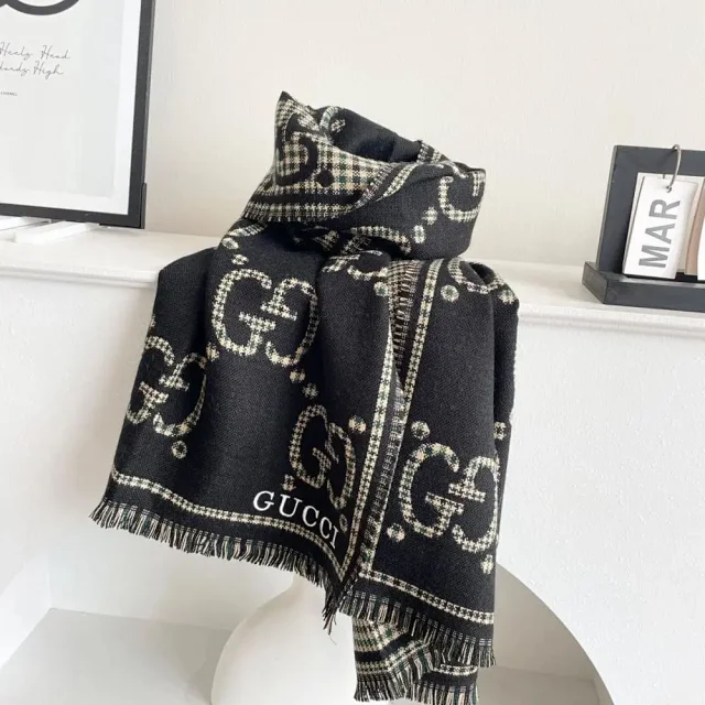 Gucci Scarves GG Monogram Fringed Scarf product detail image 3