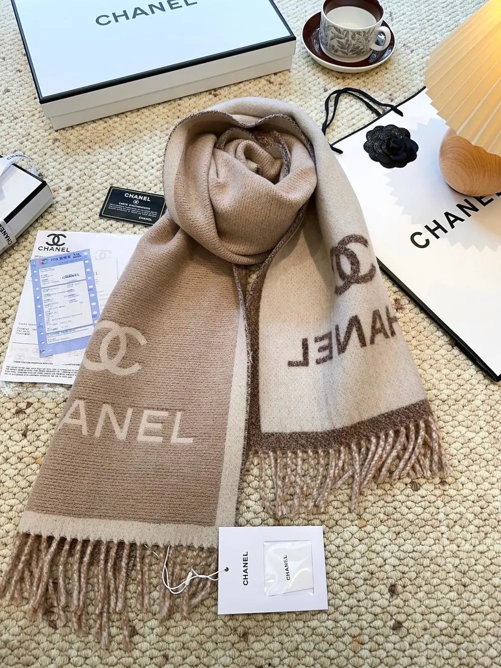 Chanel Scarves Knitted CC Logo and Diamond-Pattern Scarf image 10
