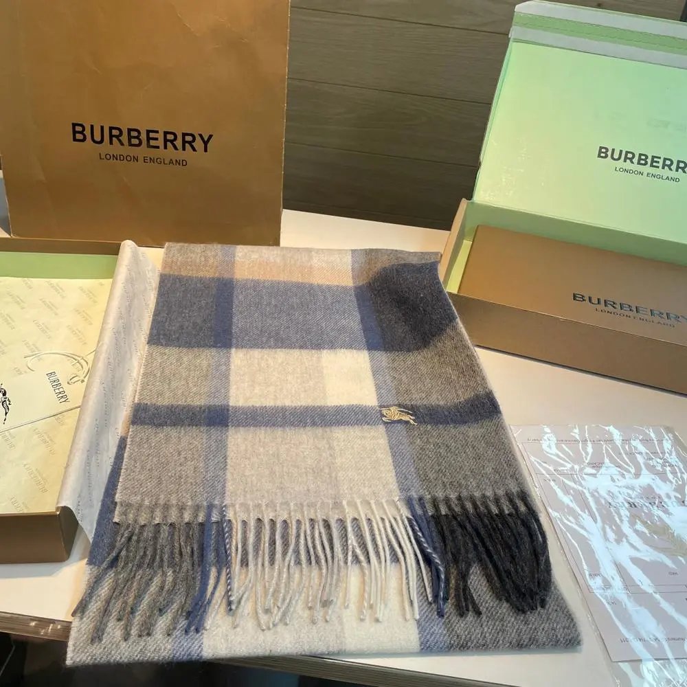 Burberry Scarves Fringed plaid and embroidered-logo image 5