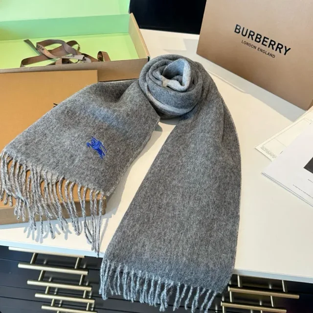 Burberry Scarves Fringed embroidered equestrian knight scarf product detail image 4