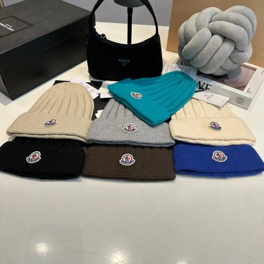 Moncler Hats Rib-knit cuffed beanie with logo patch image 2
