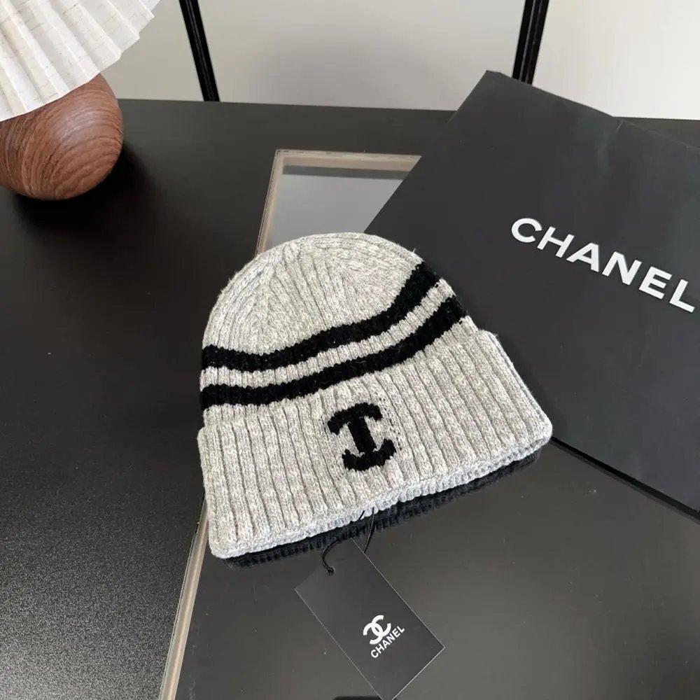 Chanel Hats Cable-Knit CC Logo Beanie — Style 7