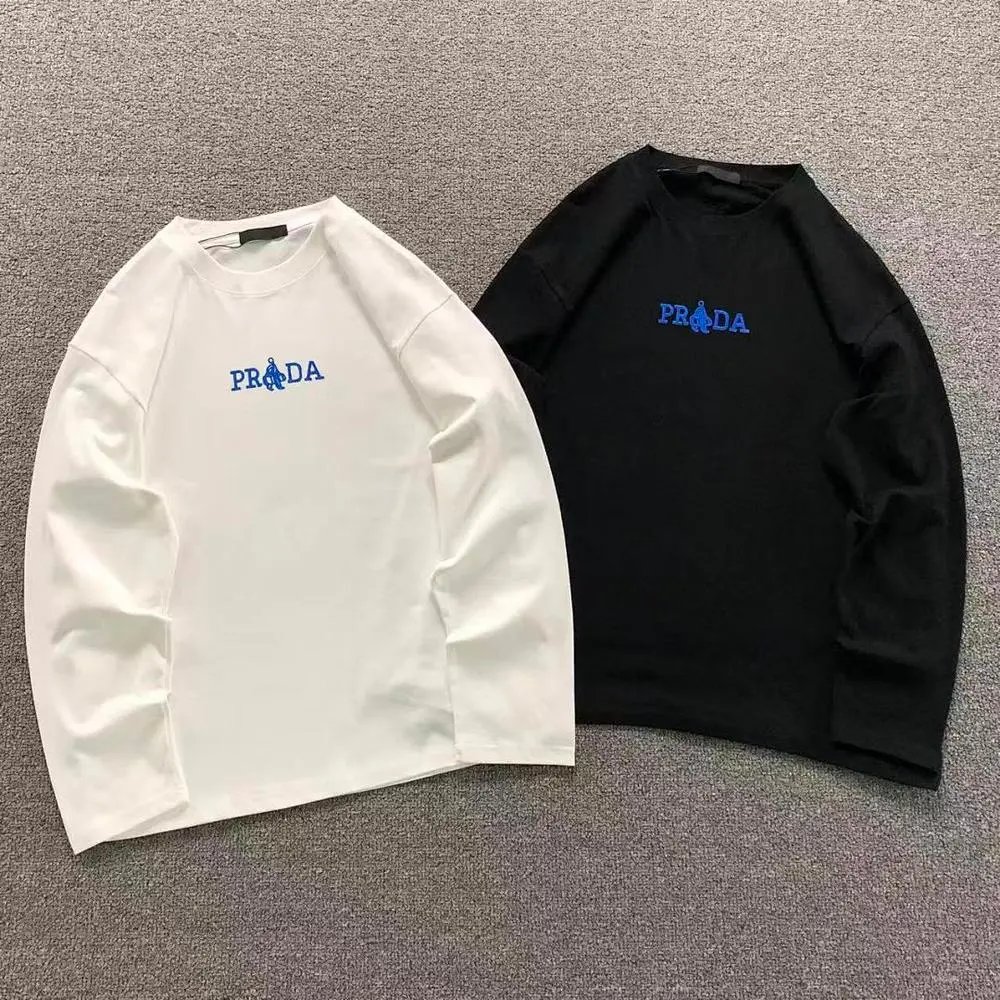 Prada blue embroidered logo long sleeve shirt — W2CFinds curated find