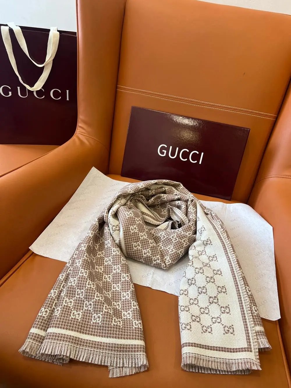 Gucci Scarves Fringed GG monogram scarf image 8