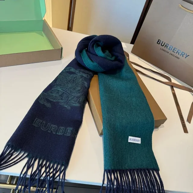 Burberry Scarves Fringed plaid and embroidered-logo product detail image 2