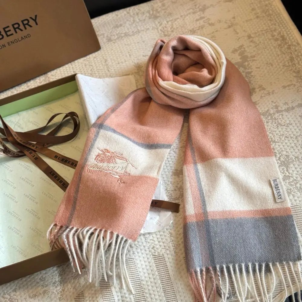 Burberry Scarves Fringed plaid and embroidered-logo image 10