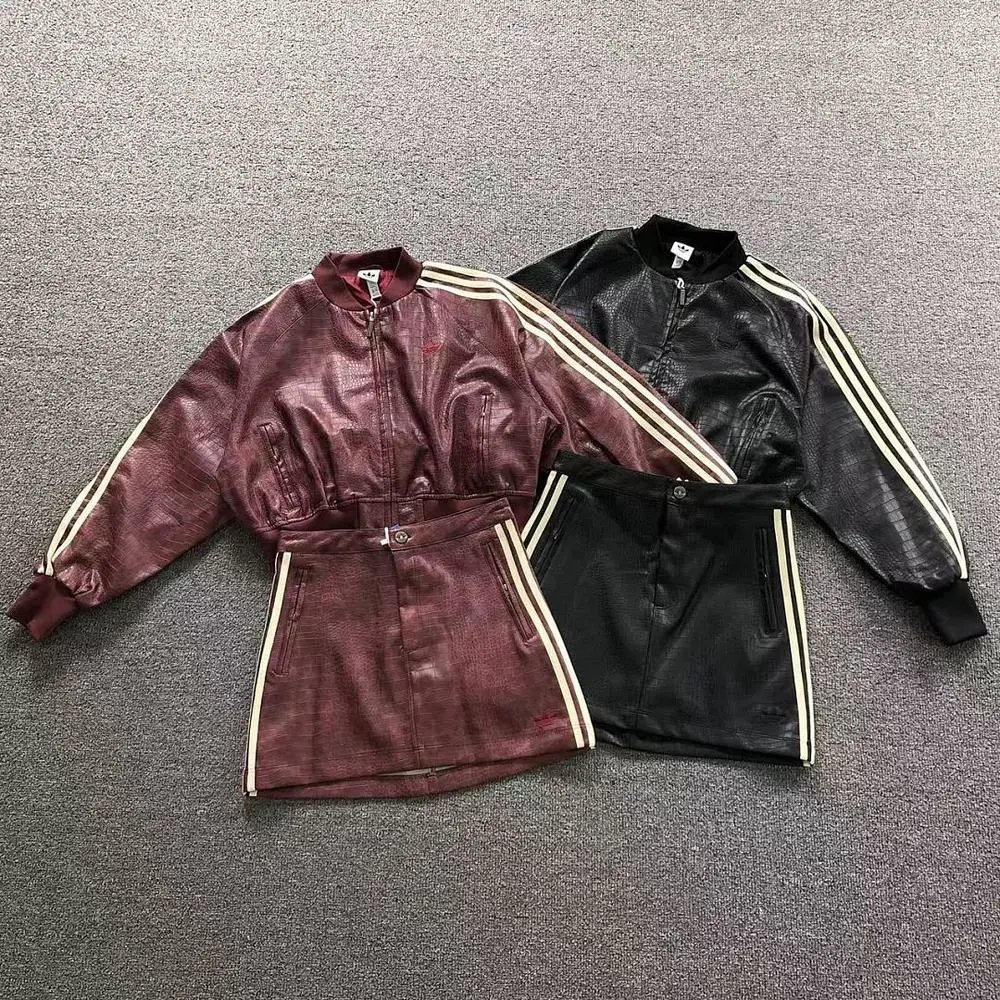 Adidas crocodile texture track jacket and skirt set — W2CFinds curated find