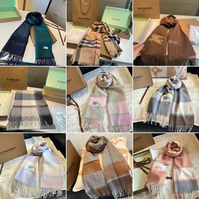 Burberry Scarves Fringed plaid and embroidered-logo product detail image 1