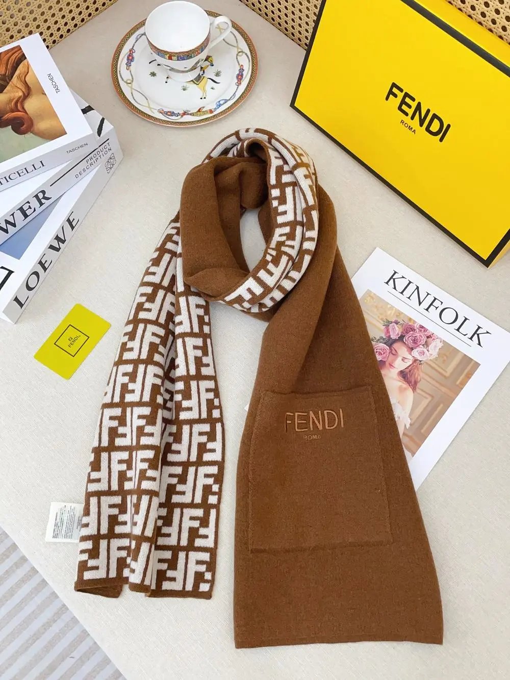 Fendi Scarves FF monogram fringe scarf image 6