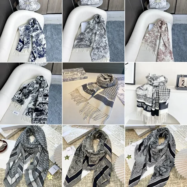 Dior Scarves Toile de Jouy fringed scarf product detail image 1