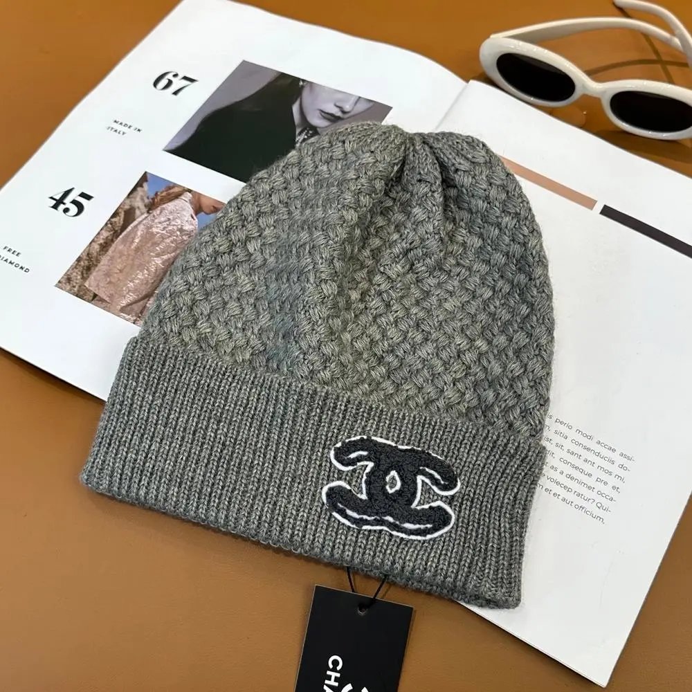 Chanel Hats Knitted beanie with CC logo patch image 3