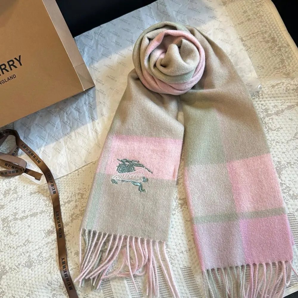 Burberry Scarves Fringed plaid and embroidered-logo image 6