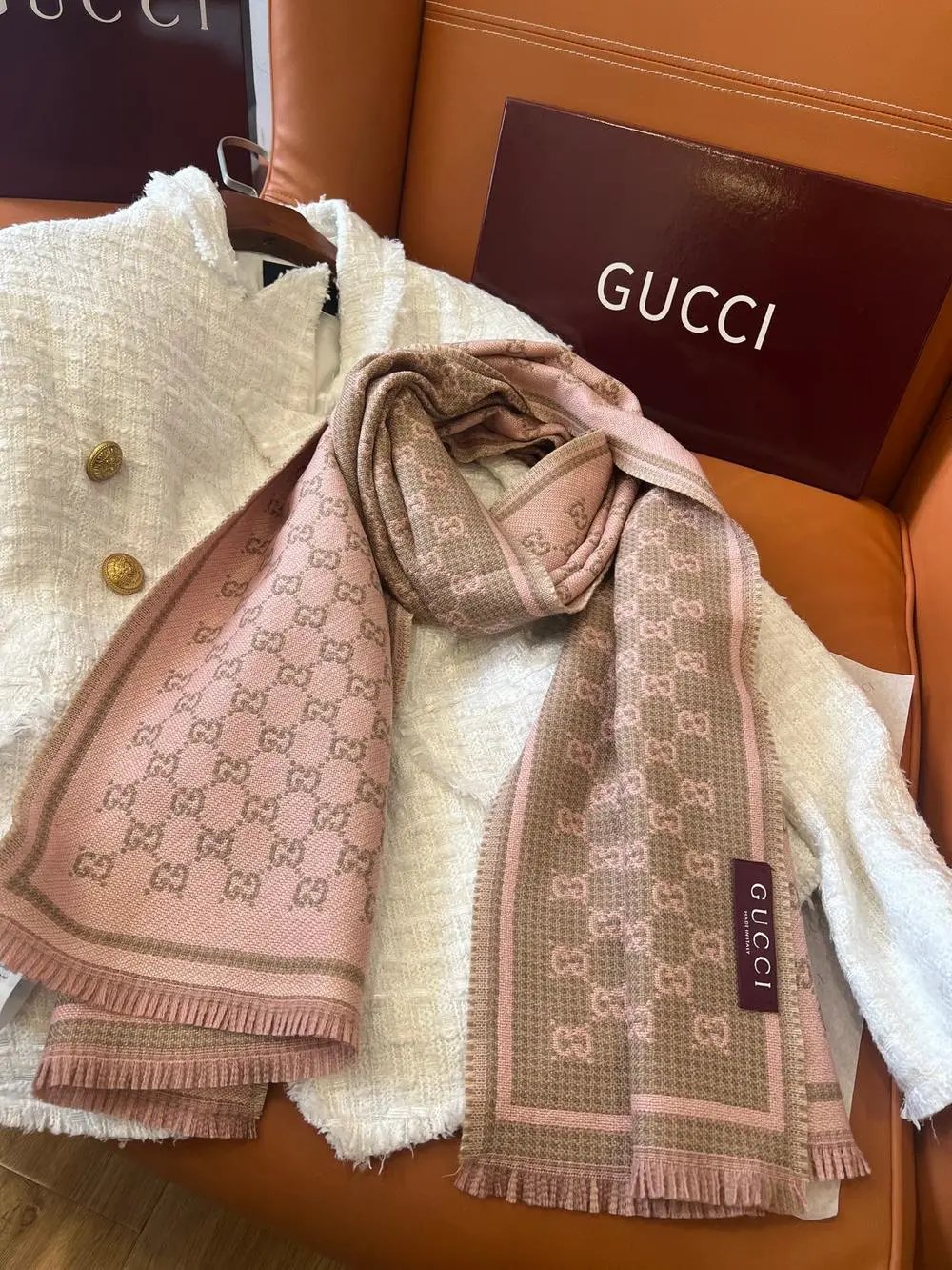 Gucci Scarves Fringed GG monogram scarf image 9