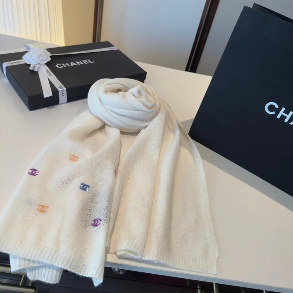 Chanel Scarves Fringed Logo image 9