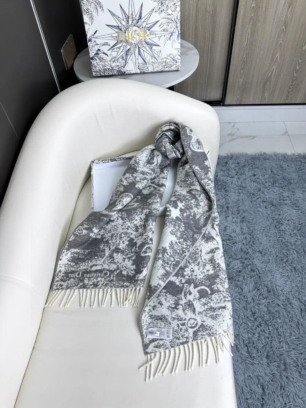 Dior Scarves Toile de Jouy fringed scarf image 3