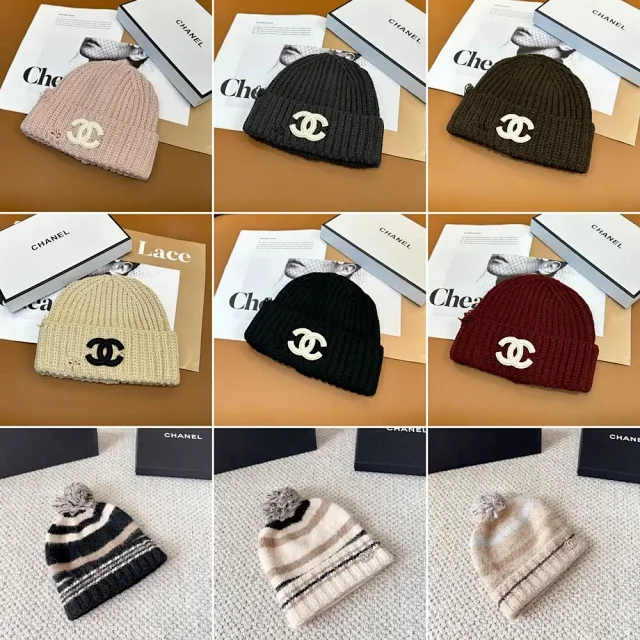 Chanel Hats Rib-knit cuffed beanie with interlocking CC logo product detail image 1