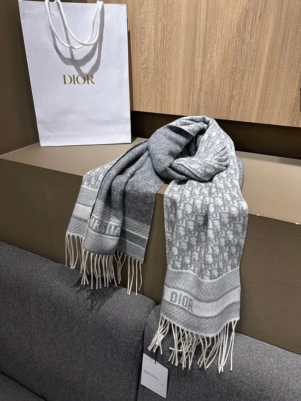 Dior Scarves Fringed logo-pattern scarf image 3
