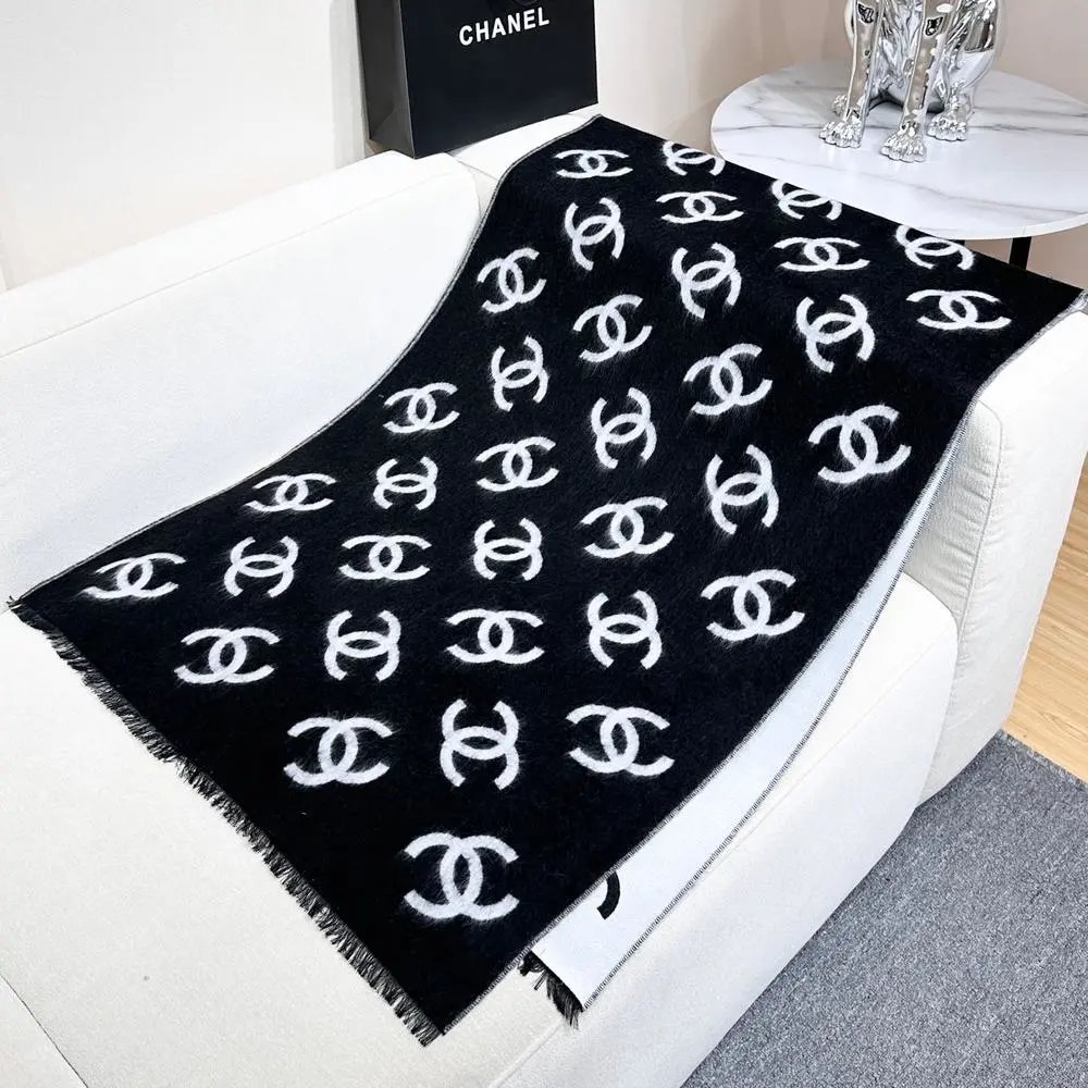 Chanel Scarves Fringed Logo image 8