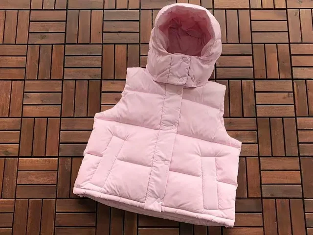 Unbranded Vests Hooded quilted puffer vest with snap front and patch pockets product detail image 2