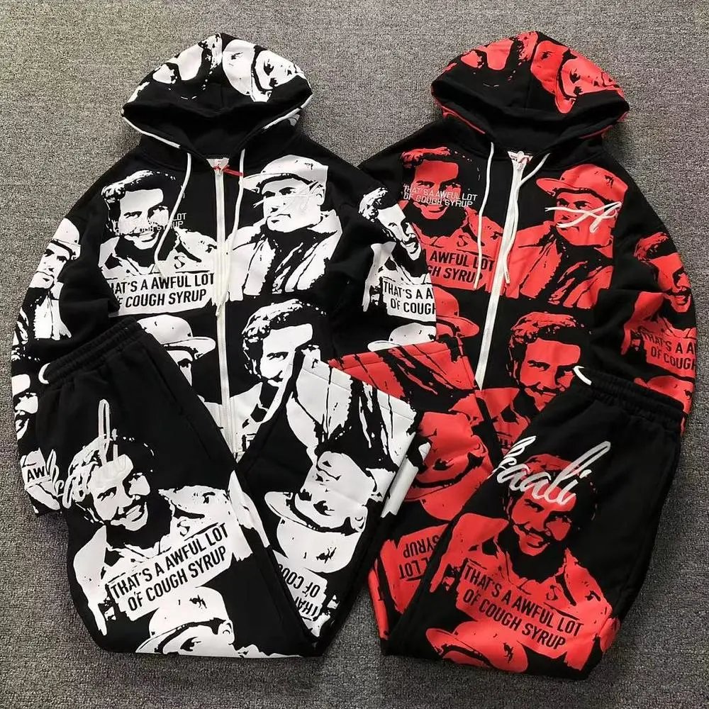 Cough Syrup portrait print hooded tracksuit set — W2CFinds curated find