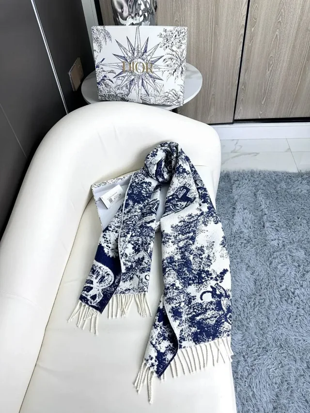 Dior Scarves Toile de Jouy fringed scarf product detail image 2