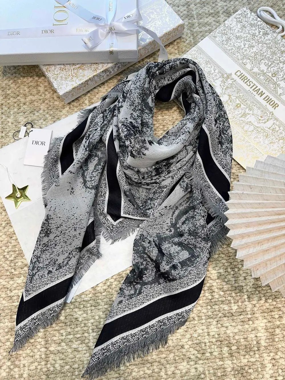 Dior Scarves Toile de Jouy fringed scarf image 10