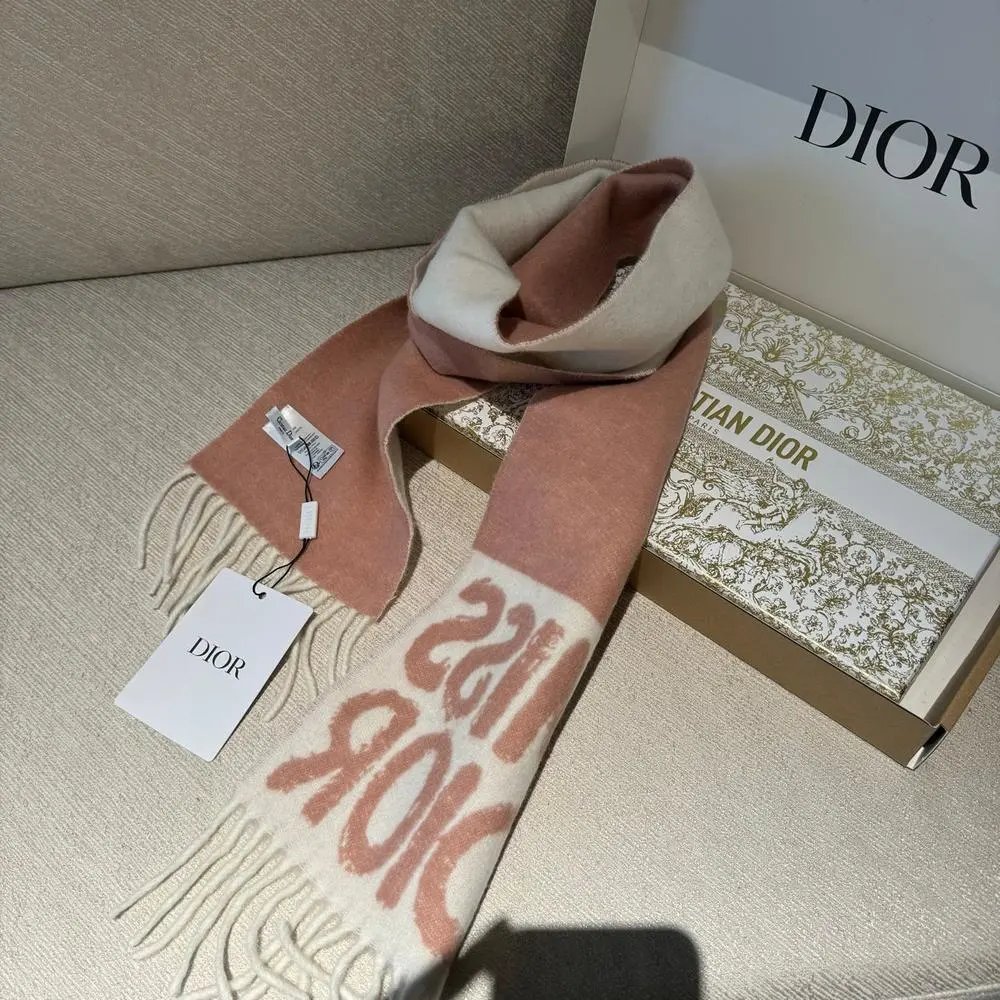 Dior Scarves Fringed logo-pattern scarf image 4