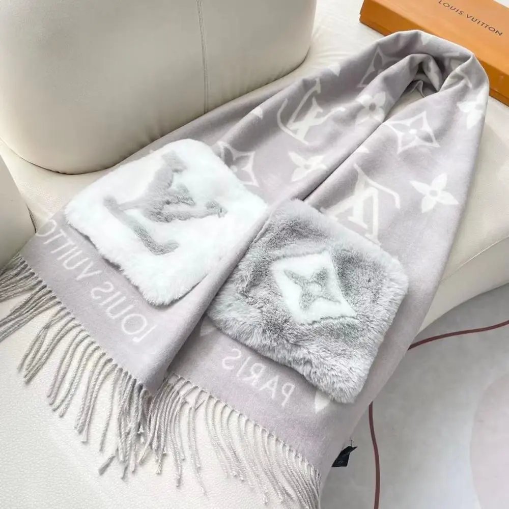 Louis Vuitton Scarves Monogram and checkered fringed scarf image 10