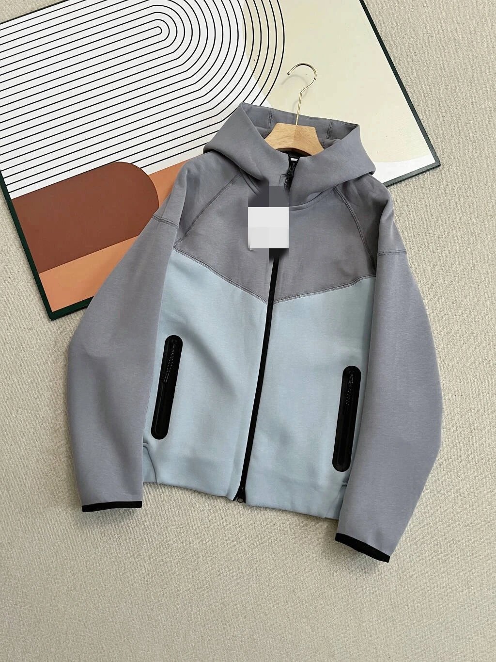 Gray Patchwork Blue Jacket