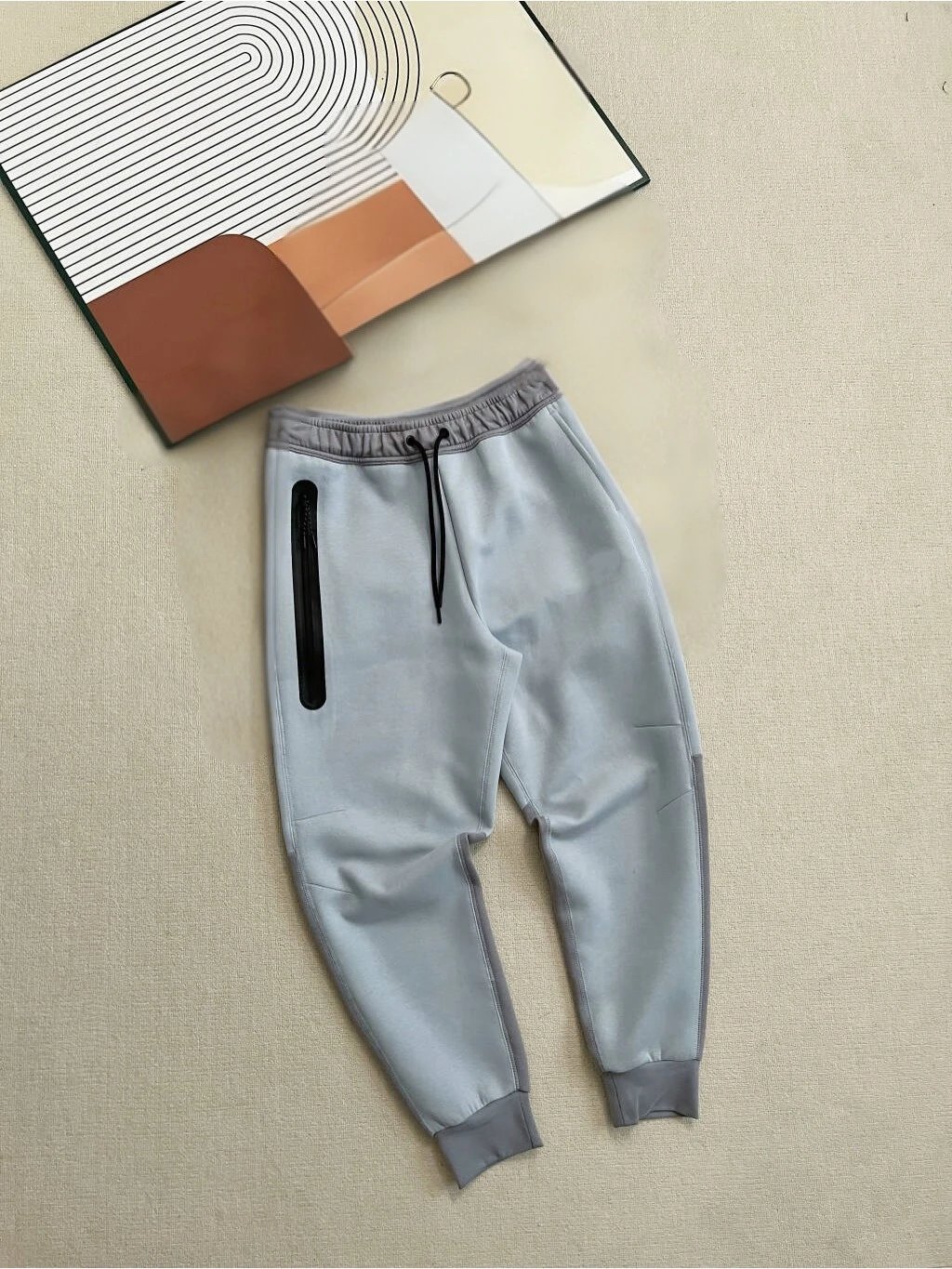 Gray Patchwork Blue Sweatpants