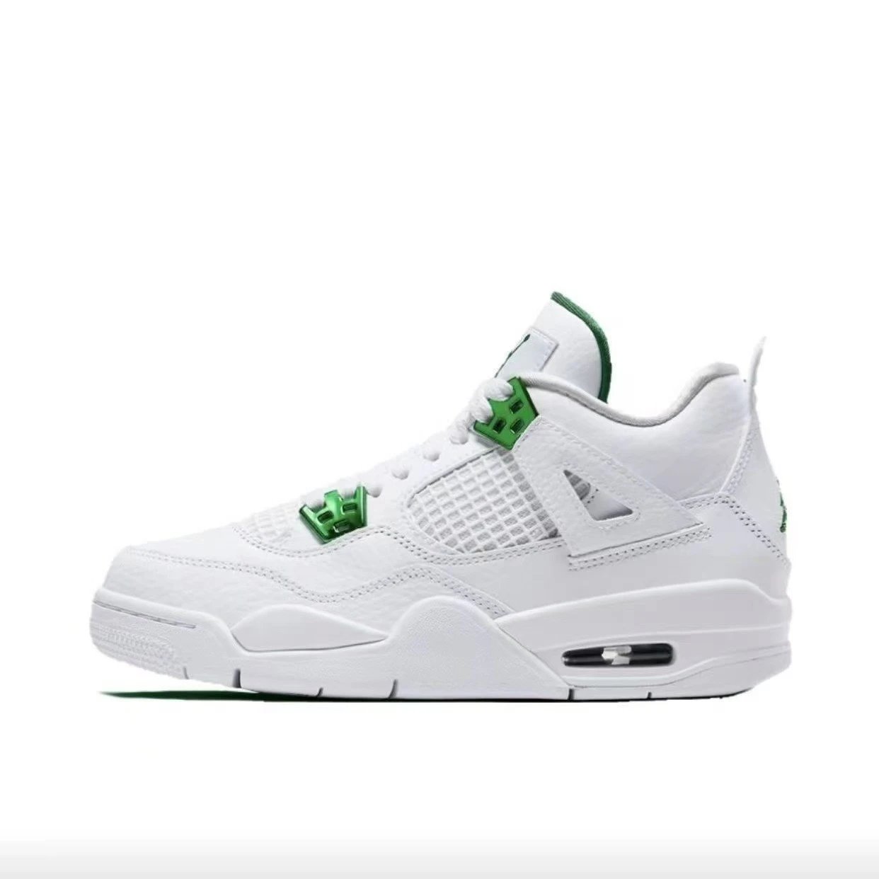 AJ4 White Green Buckle