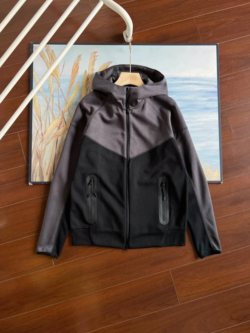 Black Patchwork Dark Gray Jacket