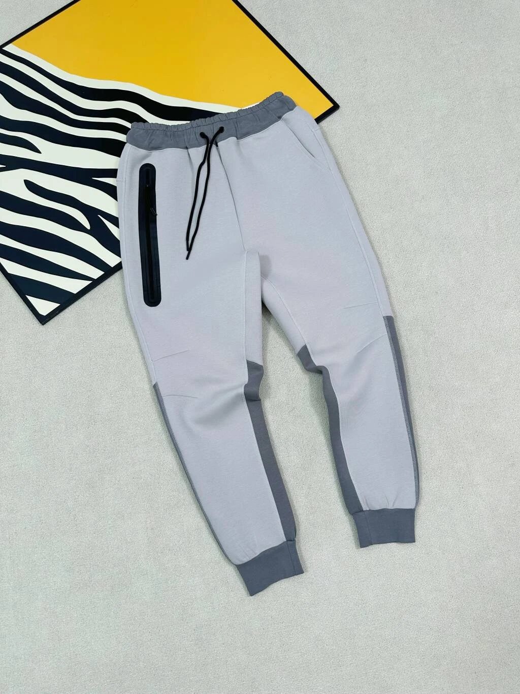 Charcoal Gray Patchwork Blue Gray Sweatpants