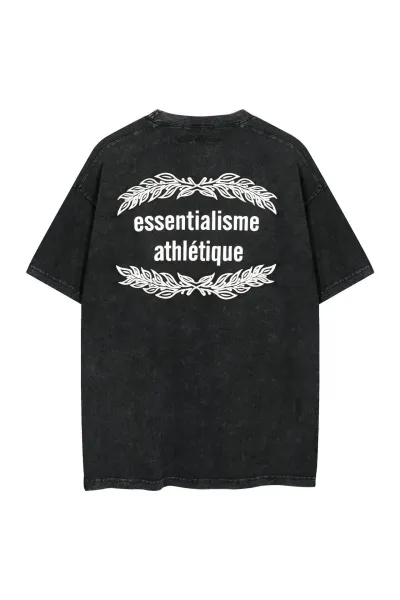 Essentialisme Athlétique Oversized Washed Black T-Shirt - 1