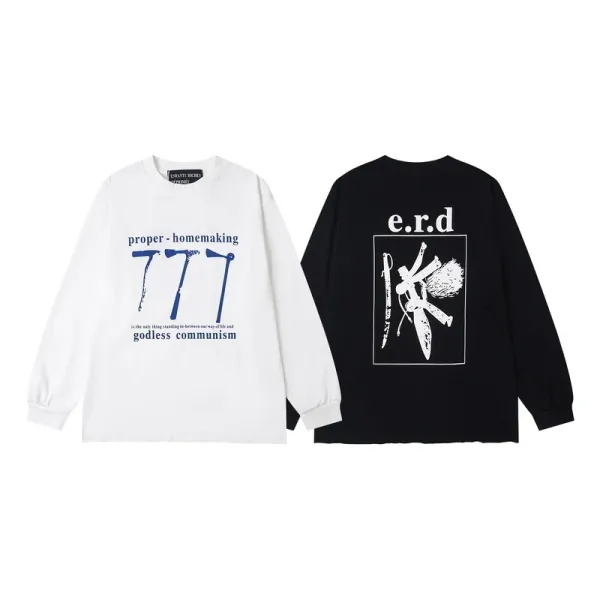 e.r.d Proper Homemaking Long Sleeve T-Shirt White and Black - 1