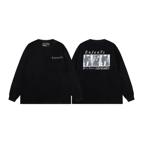 Enfants Riches Déprimés Long Sleeve Graphic Tee Black and White Streetwear Top - 28