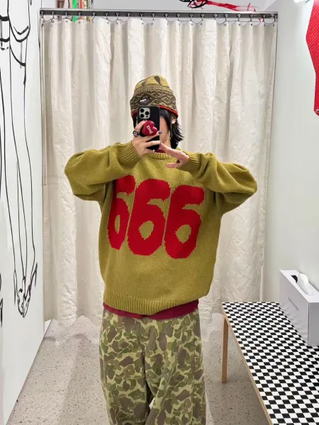 Supreme x 3e Sport Knit Sweater Black '666' Graphic Sweater - 14