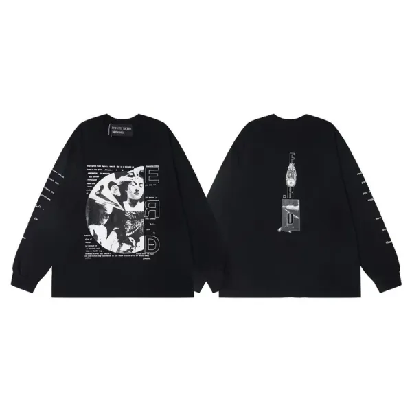 Enfants Riches Déprimés Long Sleeve Graphic Tee Black and White Streetwear Top - 21